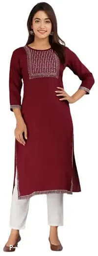 Stylish Rayon Embroidered Straight Kurta For Women-thumb0