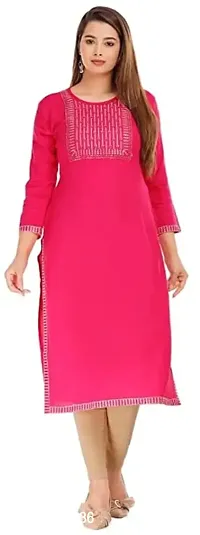 Stylish Rayon Embroidered Straight Kurta For Women-thumb0