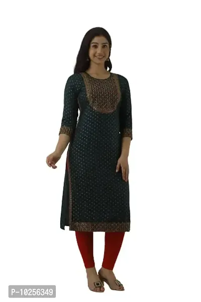 Stylish Rayon Embroidered Straight Kurta For Women