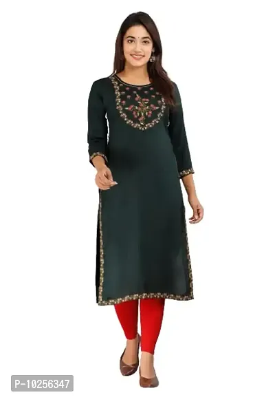 Stylish Rayon Embroidered Straight Kurta For Women