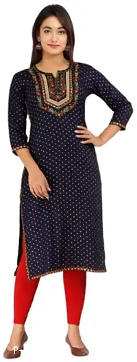 Stylish Rayon Embroidered Straight Kurta For Women-thumb0