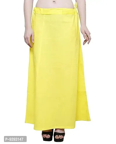 Vasudev Poplin Women's Cotton Best Plain Solid Regular Saree Petticoats Lemon Yellow Large