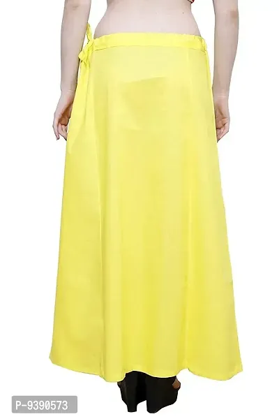 Vasudev Poplin Women's Cotton Best Plain Solid Regular Saree Petticoats Lemon Yellow Medium-thumb2