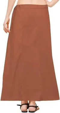 Vasudev Poplin Women's Cotton Best Plain Solid Regular Saree Petticoats Brown Large-thumb1