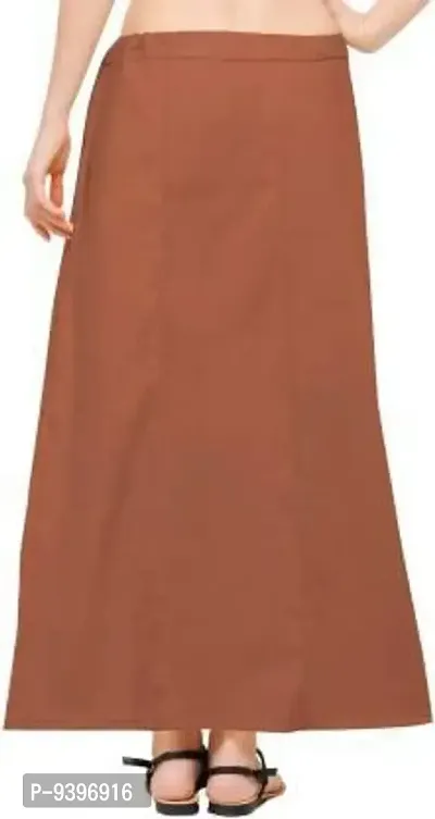 Vasudev Poplin Women's Cotton Best Plain Solid Regular Saree Petticoats Brown Large-thumb2