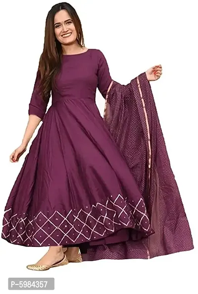 Rayon Solid A-Line Kurta with Dupatta-thumb0