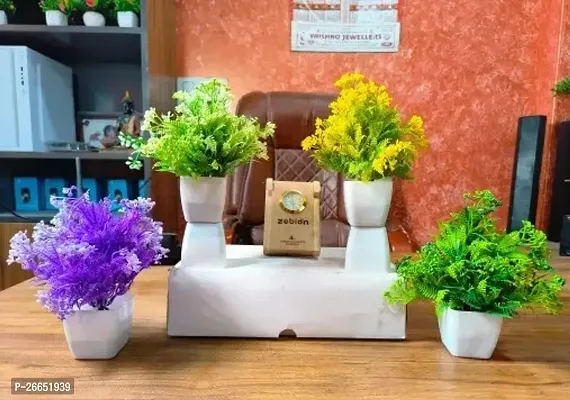 Decorative Artificial Plant, Flower And Shrubs In Home  Kitchen Pack Of -4 ,Size - 15 Cm-thumb0