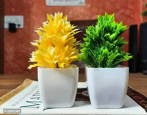 Decorative Artificial Mini Attractive Ofc Home Decor Decorative Artificial Flowers Plants Pack Of -2 ,Size - 10 Cm