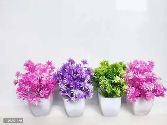 Decorative Artificial Home Decor 4 Colour Plants Pack Of 4 ,Size - 15 Cm