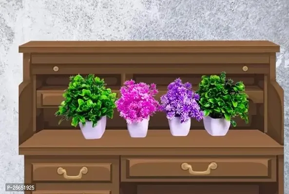 Decorative Artificial Colourfull Plants Pack Of - 4 , Size - 20 Cm