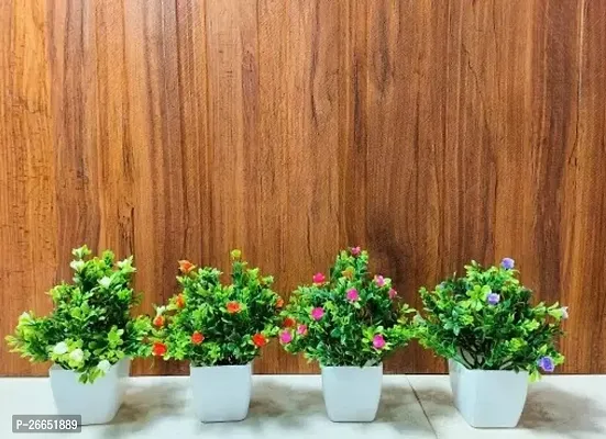 Decorative Artificial Green Fully Decorative Plants Pack Of 4 , Size - 15 Cm