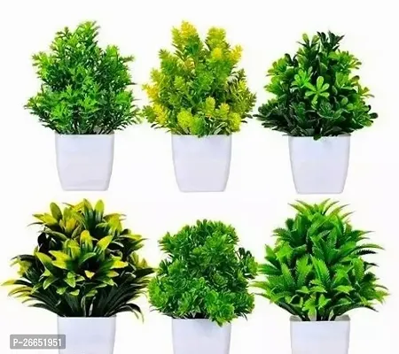 Artfcial Green 6 Combo Flowers Plants Pack Of - 6 , Size - 15 Cm