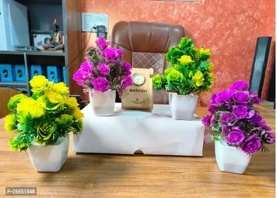 Decorative Artificial Flowers Plants For Home Garden Decorative Plants Pack Of 4 Size, - 15 Cm