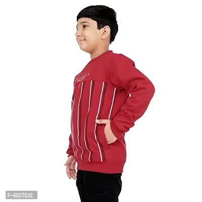 Dunamis Presents Kids Sweat Shirts | Vertical Striped | Stylish and Comfortable | 100% Cotton | Red | 9-10 Years-thumb2