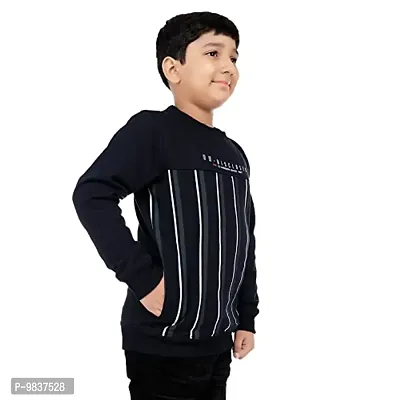 Dunamis Presents Kids Sweat Shirts | Vertical Striped | Stylish and Comfortable | 100% Cotton | Navy | 13-14 Years-thumb3
