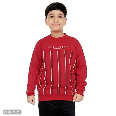 Dunamis Presents Kids Sweat Shirts | Vertical Striped | Stylish and Comfortable | 100% Cotton | Red | 9-10 Years