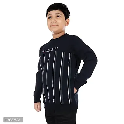 Dunamis Presents Kids Sweat Shirts | Vertical Striped | Stylish and Comfortable | 100% Cotton | Navy | 13-14 Years-thumb2