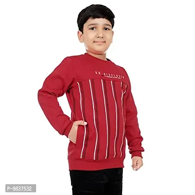 Dunamis Presents Kids Sweat Shirts | Vertical Striped | Stylish and Comfortable | 100% Cotton | Red | 9-10 Years-thumb3