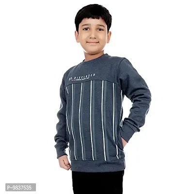 Dunamis Presents Kids Sweat Shirts | Vertical Striped | Stylish and Comfortable | 100% Cotton | Denim | 11-12 Years-thumb2