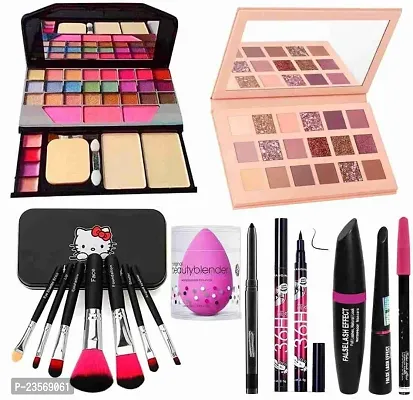 Women's  Girl's TYA 6155 Makeup Kit with 1 Nude Eyeshadow Palatte,7 Black Makeup Brush, 3in1 Eye Combo, 36H Eyeliner and 1 Pink Beauty Blender - (Pack of 15)-thumb0