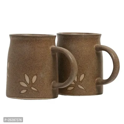 Useful Printed Leaf Ceramic Coffee Mug Set- Pack Of 2