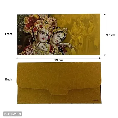 Vanya Creations Paper Printed Velvet Finish Shagun Envelopes for Gifting Sagan Wedding Cash Money, 19 X 9.5 cm, Pack of 10, Dark Yellow Color-thumb2