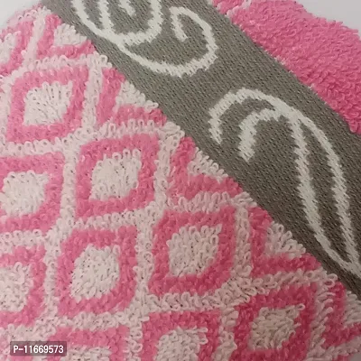 STAMIO Cotton 490 GSM Hand Towel Set (Set of 3, Pink) Jessica Jacquard Border-thumb4
