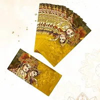 Vanya Creations Paper Printed Velvet Finish Shagun Envelopes for Gifting Sagan Wedding Cash Money, 19 X 9.5 cm, Pack of 10, Dark Yellow Color-thumb3