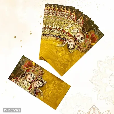 Vanya Creations Paper Printed Velvet Finish Shagun Envelopes for Gifting Sagan Wedding Cash Money, 19 X 9.5 cm, Pack of 10, Dark Yellow Color-thumb4