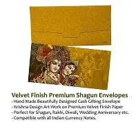 Vanya Creations Paper Printed Velvet Finish Shagun Envelopes for Gifting Sagan Wedding Cash Money, 19 X 9.5 cm, Pack of 10, Dark Yellow Color-thumb2