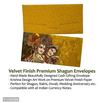 Vanya Creations Paper Printed Velvet Finish Shagun Envelopes for Gifting Sagan Wedding Cash Money, 19 X 9.5 cm, Pack of 10, Dark Yellow Color-thumb3