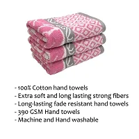 STAMIO Cotton 490 GSM Hand Towel Set (Set of 3, Pink) Jessica Jacquard Border-thumb1