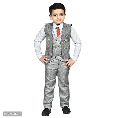 Boys Stylish Partywear 3 Piece Blazer Suit-thumb0