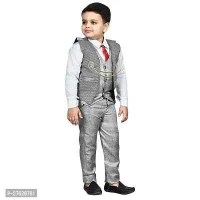 Boys Stylish Partywear 3 Piece Blazer Suit-thumb5