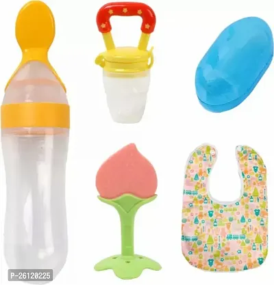 Baby Fruit Feeder With Teether, Nibbler, Finger Brush And Baby Bib For Feeding Teether And Feeder