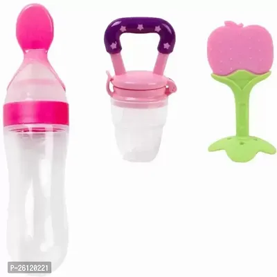 Baby Fruit Teether And Fruit Nibbler With Spoon Feeder For New Born Feeding Teether And Feeder-thumb0