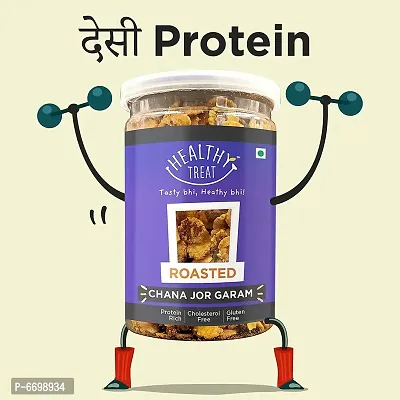 Healthy Treat Roasted Chana Jor Garam Combo 400 Gm ( Pack Of 2 , Each 200 Gm)  Oil-Free I Protein-Rich  Gluten Free  Vegan-thumb3