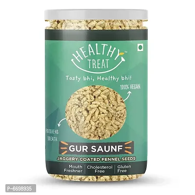 Healthy Treat Gur Saunf, 200 Gm - Jaggery Saunf / Fennel  Mouth Freshener, Digestive, After-Meal Snack  Vegan, Gluten Free  Preservative Free