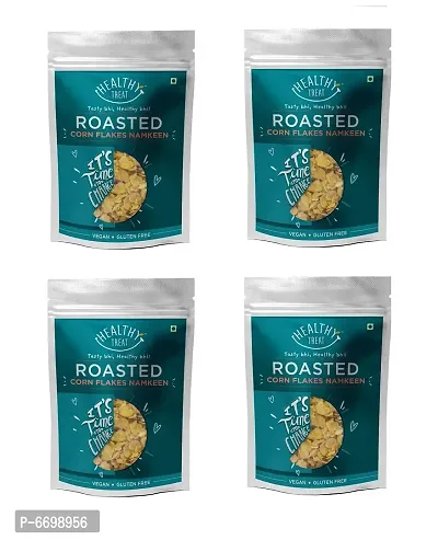 Healthy Treat Roasted Corn Flakes Namkeen 400 Gm (Pack Of 4, 100 Gm Each)  Gluten Free, Vegan-thumb0