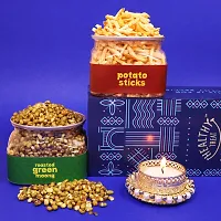 Healthy Treat Savouries Mix Diwali Gift Box Hamper with Diwali Greeting Card | Pack of 4 Healthy Roasted snacks | Diwali Gifts for Family and Friends | Premium Diwali Gift Box-thumb4