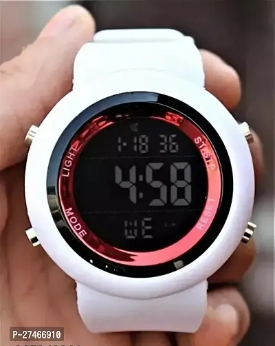 Stylish White Rubber Digital Watch For Men-thumb0