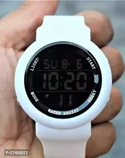Stylish White Rubber Digital Watch For Men