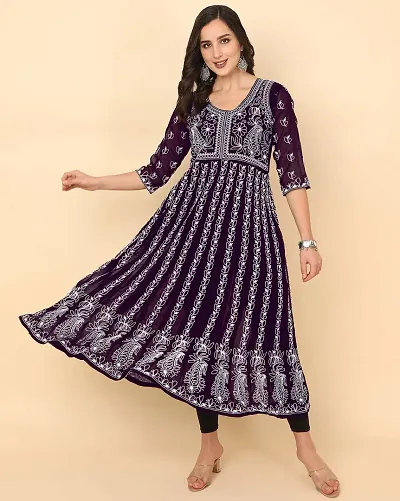 Stylish Georgette Anarkali Embroidery Kurta