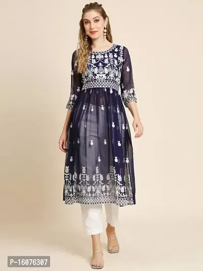 Women Stylish   Embroidered Georgette Kurta