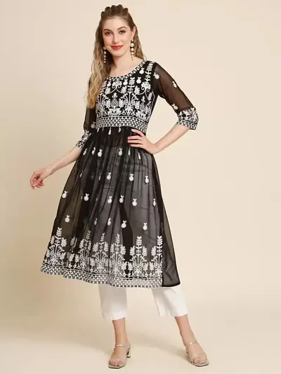 Women Stylish Embroidered Georgette Kurta