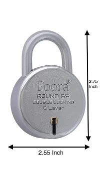 Foora Lock and Key Door Lock for Home Link Round 65mm Lock with 5 Keys Padlock for Shop, Iron gate, Shutter-thumb4