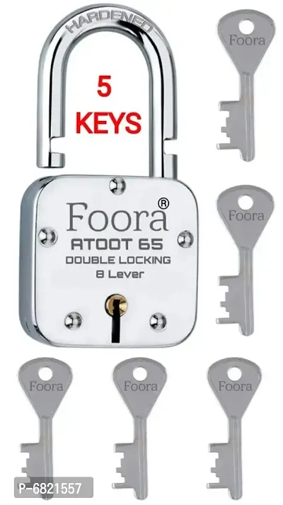 Foora Lock and Key Door Lock for Home Link atoot 65mm Lock with 5 Keys Padlock for Shop, Ir-thumb0