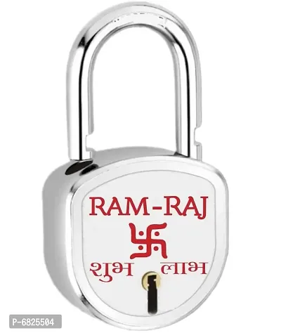 RAM-RAJ Shubh Labh Lock and Keys Link Steel 65mm, Double Locking, 8 Lever Locks for Home, Gate, Door, Shop, Shutter ( Original Aligarh Lock, Silver Finish)