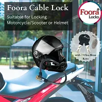 Foora Multipurpose Steel Cable Lock CL-02 Brass Coated Lock for Cycles, Bikes, Gate, Helmets and Scooters with 2 Ultra Brass Molded Keys (22 inch Approx.) Free Key Chain (Black)-thumb1
