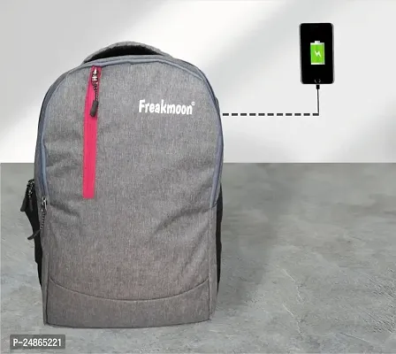 Canvas Laptop Backpack For Office Grey, USB Port Bag For Men and Women